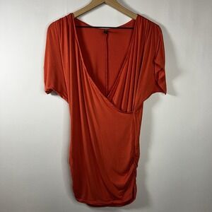 Made by Johnny Shirt Women Size Small V-Neck Wrap Front Dolman Top Blouse Modal‎